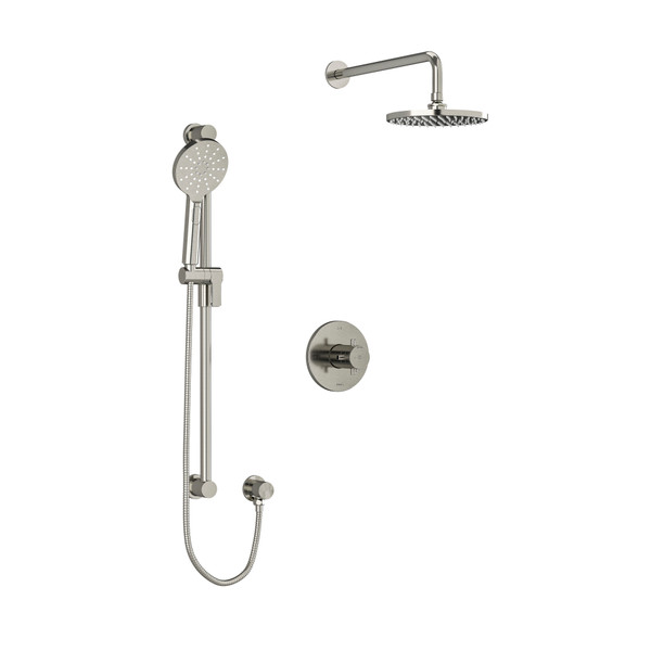Système coaxial à 2 voies Riu avec douchette et tête de douche 1/2 po type T/P (thermostatique/pression équilibrée) - Nickel brossé avec poignées en croix  | Numéro de modèle: KIT323RUTM+KNBN-SPEX - Produit épuisé