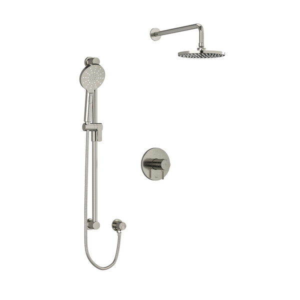 Riu Type T/P (Thermostatic/Pressure Balance) 1/2 Inch Coaxial 2-Way System With Hand Shower And Shower Head - Brushed Nickel with Knurled Lever Handles | Model Number: KIT323RUTMKNBN - Product Knockout
