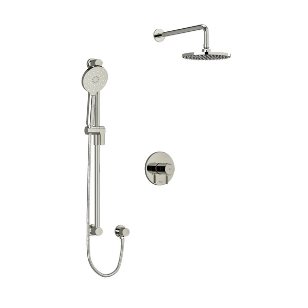 Système coaxial à 2 voies Riu avec douchette et tête de douche 1/2 po type T/P (thermostatique/pression équilibrée) - Nickel poli avec poignées à levier moletées  | Numéro de modèle: KIT323RUTMKNPN-SPEX - Produit épuisé