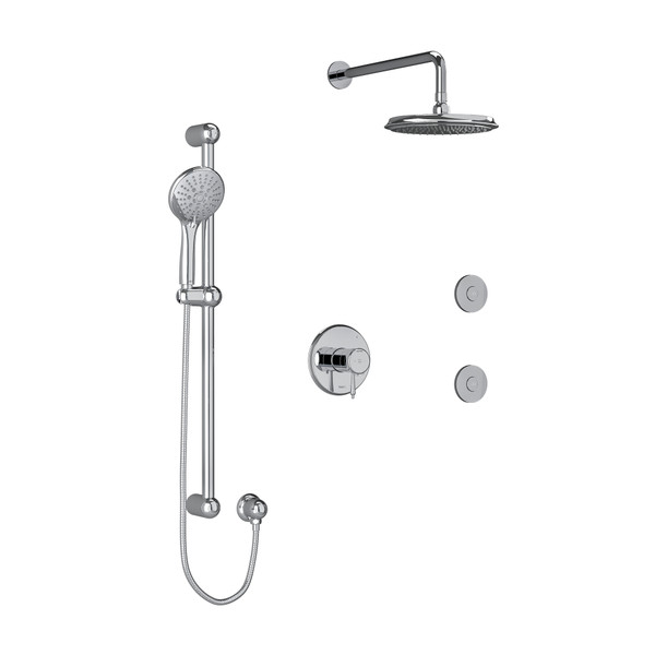 DISCONTINUED Georgian Type T/P (Thermostatic/Pressure Balance) 1/2 Inch Coaxial 3-Way System Hand Shower Rail Elbow Supply Shower Head And 2 Body Jets - Chrome | Model Number: KIT3545GNC
