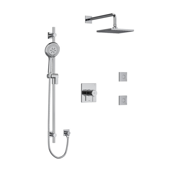 DISCONTINUED Pallace Type T/P (Thermostatic/Pressure Balance) 1/2 Inch Coaxial 3-Way System Hand Shower Rail Elbow Supply Shower Head And 2 Body Jets - Chrome | Model Number: KIT3545PATQC-6