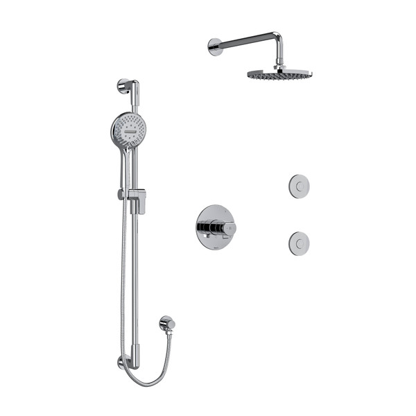 Parabola Type T/P (Thermostatic/Pressure Balance) 1/2 Inch Coaxial 3-Way System Hand Shower Rail Elbow Supply Shower Head And 2 Body Jets - Chrome | Model Number: KIT3545PBC - Product Knockout