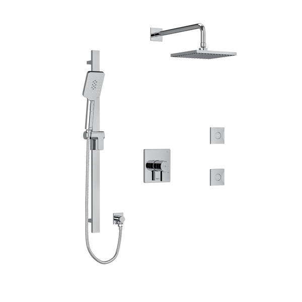 DISCONTINUED Profile Type T/P (Thermostatic/Pressure Balance) 1/2 Inch Coaxial 3-Way System Hand Shower Rail Elbow Supply Shower Head And 2 Body Jets - Chrome | Model Number: KIT3545PFTQC-6