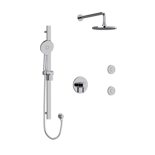 Système à 3 voies coaxiales avec douchette sur rail, coude de raccordement, tête de douche et 2 jets corporels 1/2" type T/P (thermostatique/pression équilibrée) Paradox - Chrome  | Numéro de modèle: KIT3545PXTMC-EX - Produit épuisé