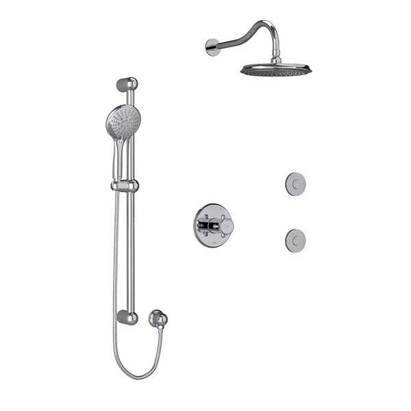 DISCONTINUED Retro Type T/P (Thermostatic/Pressure Balance) 1/2 Inch Coaxial 3-Way System Hand Shower Rail Elbow Supply Shower Head And 2 Body Jets - Chrome | Model Number: KIT3545RT+C-EX
