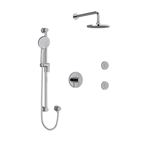 DISCONTINUED Sylla Type T/P (Thermostatic/Pressure Balance) 1/2 Inch Coaxial 3-Way System Hand Shower Rail Elbow Supply Shower Head And 2 Body Jets - Chrome | Model Number: KIT3545SYTMC-6-SPEX