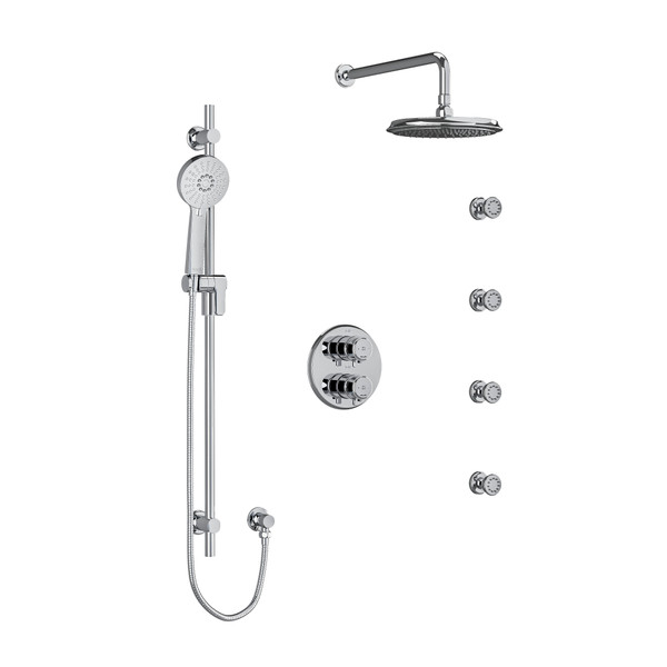 Momenti Type T/P (Thermostatic/Pressure Balance) Double Coaxial System With Hand Shower Rail 4 Body Jets And Shower Head - Chrome with Lever Handles | Model Number: KIT446MMRDLC - Product Knockout