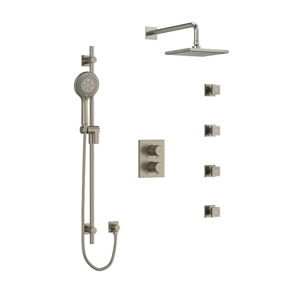 DISCONTINUED Pallace Type T/P (Thermostatic/Pressure Balance) Double Coaxial System With Hand Shower Rail 4 Body Jets And Shower Head - Brushed Nickel | Model Number: KIT446PATQBN