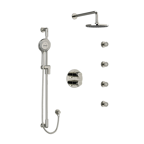 Parabola Type T/P (Thermostatic/Pressure Balance) Double Coaxial System With Hand Shower Rail 4 Body Jets And Shower Head - Polished Nickel | Model Number: KIT446PBPN - Product Knockout