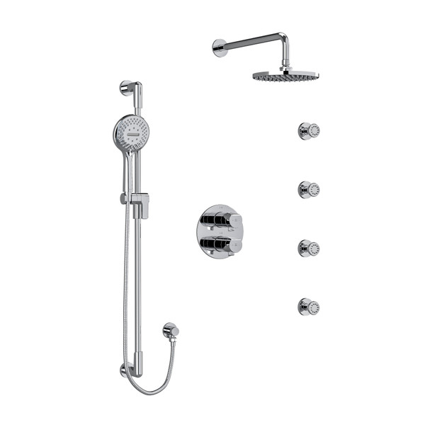 DISCONTINUED-Parabola Type T/P (Thermostatic/Pressure Balance) Double Coaxial System With Hand Shower Rail 4 Body Jets And Shower Head - Chrome | Model Number: KIT446PBC-6 - Product Knockout