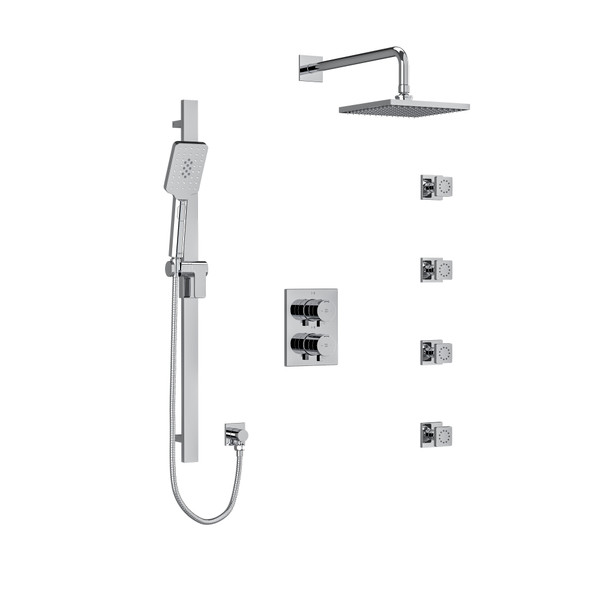 DISCONTINUED-Profile Type T/P (Thermostatic/Pressure Balance) Double Coaxial System With Hand Shower Rail 4 Body Jets And Shower Head - Chrome | Model Number: KIT446PFTQC-6 - Product Knockout