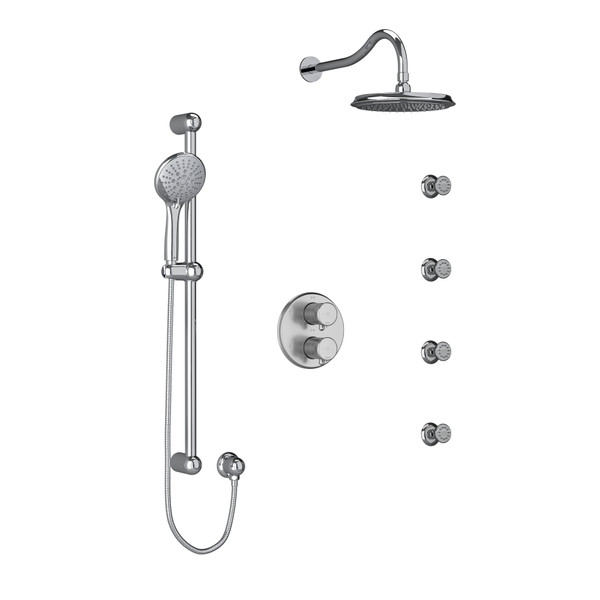DISCONTINUÉ Double système coaxial avec douchette sur rail, 4 jets corporels et tête de douche type T/P (thermostatique/pression équilibrée) Retro - Chrome | Numéro de modèle: KIT446RTC