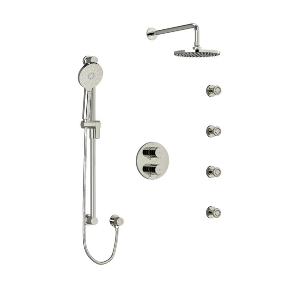 Riu Type T/P (Thermostatic/Pressure Balance) Double Coaxial System With Hand Shower Rail 4 Body Jets And Shower Head - Polished Nickel | Model Number: KIT446RUTMPN-6 - Product Knockout