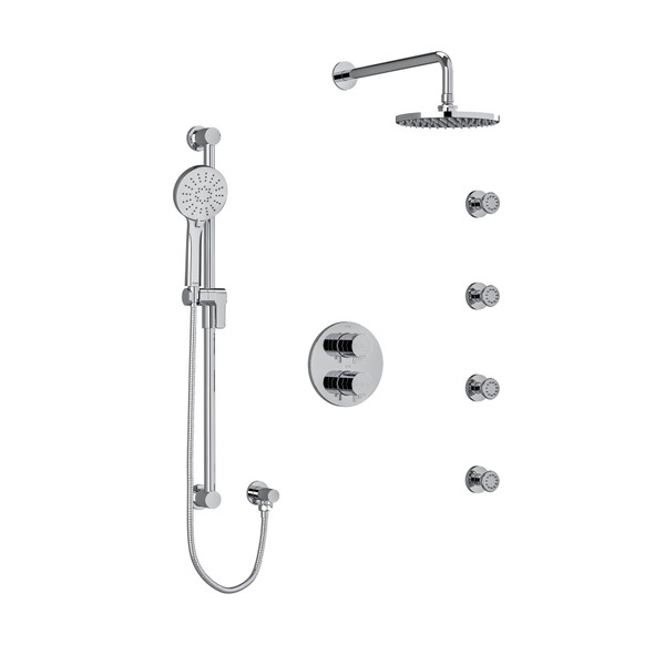 DISCONTINUÉ Double système coaxial avec douchette sur rail, 4 jets corporels et tête de douche type T/P (thermostatique/pression équilibrée) Sylla - Chrome | Numéro de modèle: KIT446SYTMC-6
