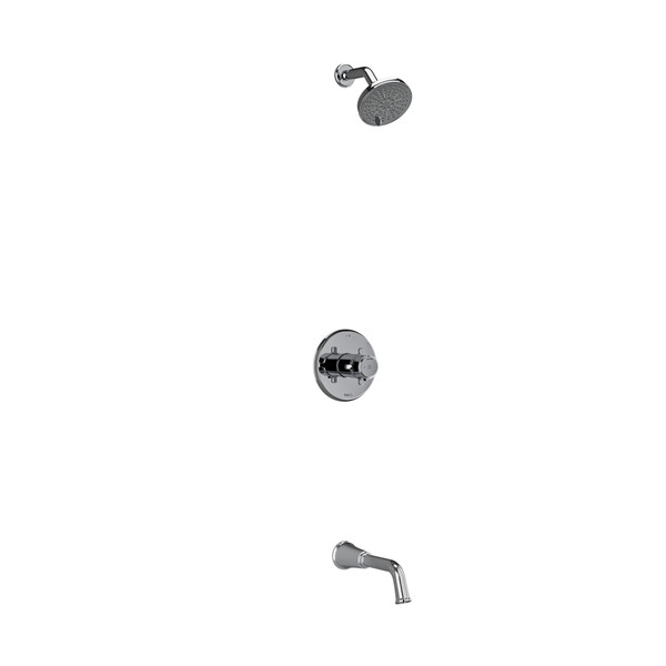 Système coaxial à 2 voies non partagées avec tête de douche et bec de bain 1/2" type T/P (thermostatique/pression équilibrée) Momenti - Chrome avec poignées en croix  | Numéro de modèle: KIT4744MMRD+C-SPEX - Produit épuisé