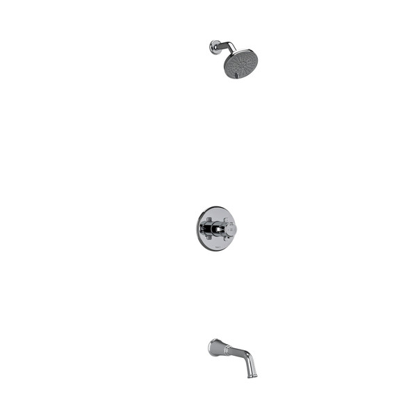 Système coaxial à 2 voies non partagées avec tête de douche et bec de bain 1/2" type T/P (thermostatique/pression équilibrée) Momenti - Chrome avec poignées en croix  | Numéro de modèle: KIT4744MMRDXC-EX - Produit épuisé