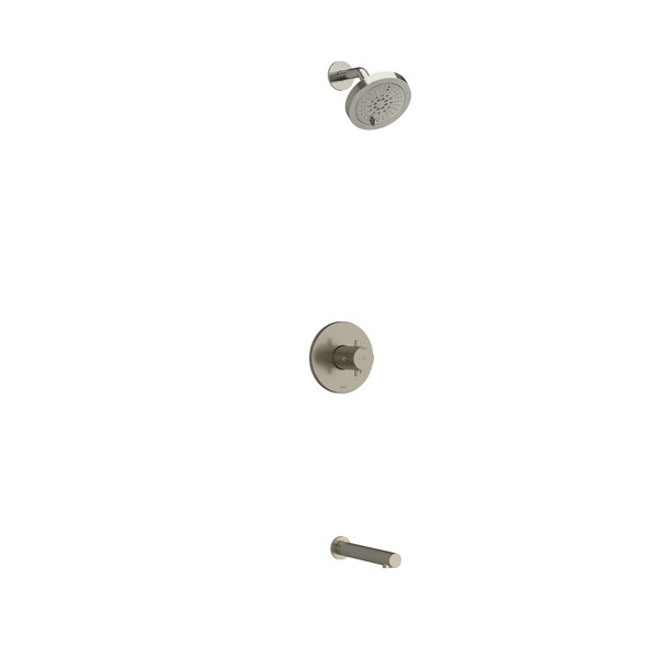 Système coaxial à 2 voies non partagées avec tête de douche et bec de bain 1/2" type T/P (thermostatique/pression équilibrée) Pallace - Nickel brossé avec poignées en croix  | Numéro de modèle: KIT4744PATM+BN-EX - Produit épuisé