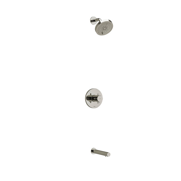Pallace Type T/P (Thermostatic/Pressure Balance) 1/2 Inch Coaxial 2-Way No Share With Shower Head And Tub Spout - Polished Nickel with Cross Handles | Model Number: KIT4744PATM+PN-SPEX - Product Knockout
