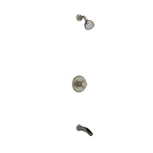 DISCONTINUED Retro Type T/P (Thermostatic/Pressure Balance) 1/2 Inch Coaxial 2-Way No Share With Shower Head And Tub Spout - Brushed Nickel | Model Number: KIT4744RT+BN-SPEX