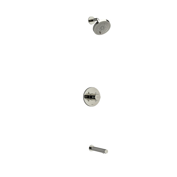 DISCONTINUED-Riu Type T/P (Thermostatic/Pressure Balance) 1/2 Inch Coaxial 2-Way No Share With Shower Head And Tub Spout - Polished Nickel with Cross Handles | Model Number: KIT4744RUTM+PN - Product Knockout