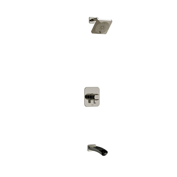 Système coaxial à 2 voies non partagées avec tête de douche et bec de bain 1/2" type T/P (thermostatique/pression équilibrée) Salome - Nickel poli   | Numéro de modèle: KIT4744SAPN-EX - Produit épuisé