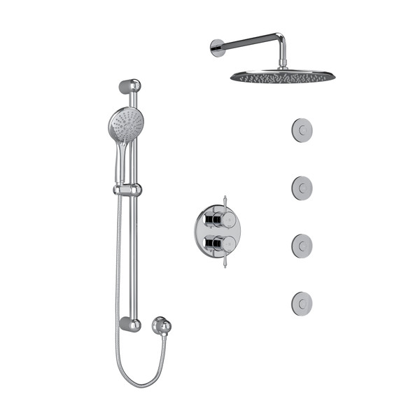 Georgian Type T/P (Thermostatic/Pressure Balance) 3/4 Inch Double Coaxial System With Hand Shower Rail 4 Body Jets And Shower Head - Chrome | Model Number: KIT483GNC - Product Knockout