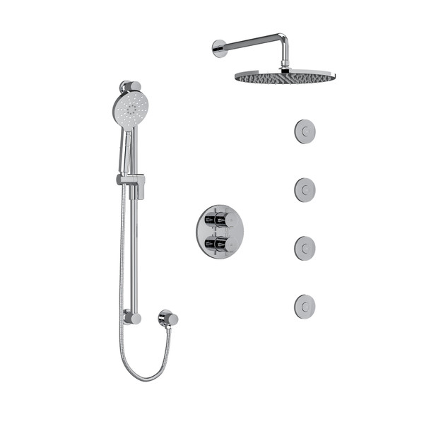 Robinetterie de douche thermostatique chrome arrondie avec tête de douche  pluie et douchette