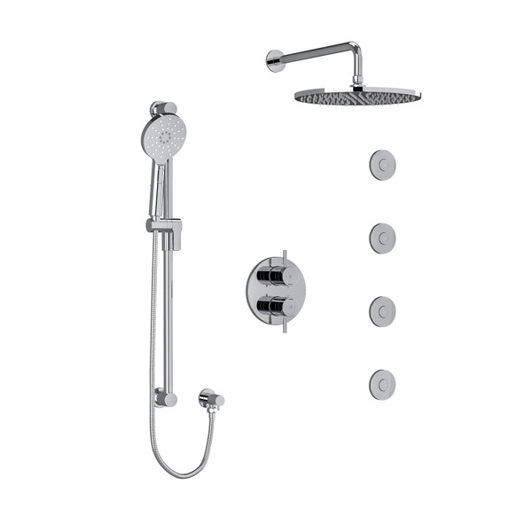 DISCONTINUED Riu Type T/P (Thermostatic/Pressure Balance) 3/4 Inch Double Coaxial System With Hand Shower Rail 4 Body Jets And Shower Head - Chrome | Model Number: KIT483RUTMC-6