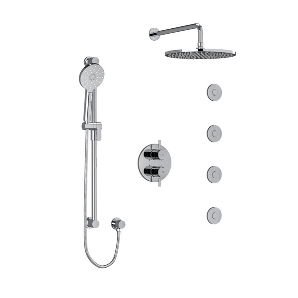 DISCONTINUED-Riu Type T/P (Thermostatic/Pressure Balance) 3/4 Inch Double Coaxial System With Hand Shower Rail 4 Body Jets And Shower Head - Chrome | Model Number: KIT483RUTMC-6 - Product Knockout