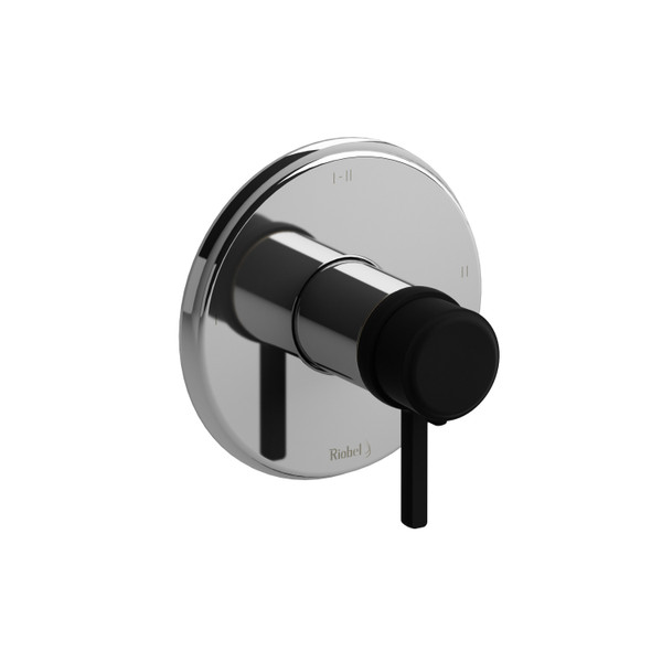 Momenti 2-Way Type T/P (Thermostatic/Pressure Balance) Coaxial Complete Valve - Chrome and Black with Lever Handles | Model Number: MMRD23LCBK-SPEX - Product Knockout