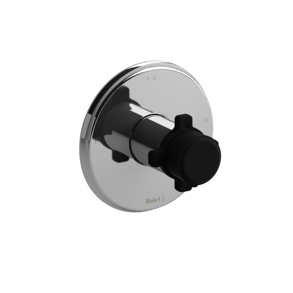 Momenti 2-Way Type T/P (Thermostatic/Pressure Balance) Coaxial Complete Valve - Chrome and Black with X-Shaped Handles | Model Number: MMRD23XCBK-EX - Product Knockout
