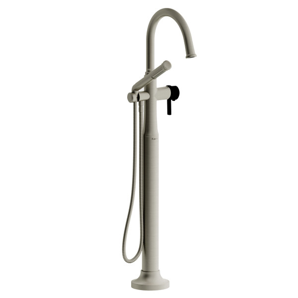 DISCONTINUED 2-way Type T (thermostatic) coaxial floor-mount tub filler With Handshower - Brushed Nickel/Black | Model Number: MMRD39JBNBK-SPEX