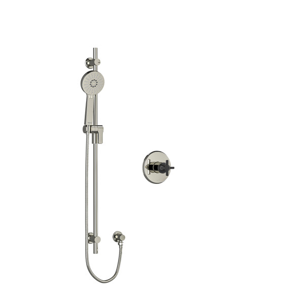 Momenti Type P (Pressure Balance) Shower - Polished Nickel and Black with Cross Handles | Model Number: MMRD54+PNBK - Product Knockout