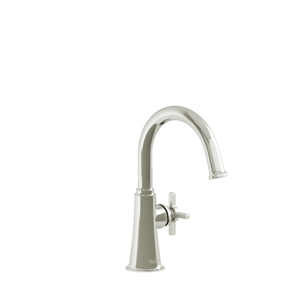 Momenti Single Hole Bathroom Faucet - Polished Nickel with Cross Handles | Model Number: MMRDS00+PN-05 - Product Knockout