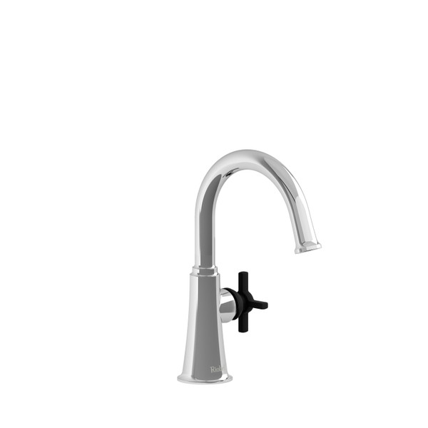 Momenti Single Hole Bathroom Faucet Without Drain - Chrome and Black with Cross Handles | Model Number: MMRDS00+CBK-10 - Product Knockout