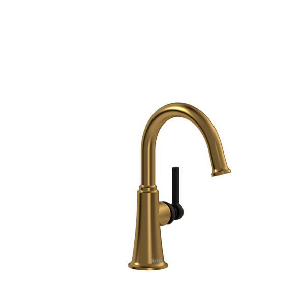 DISCONTINUED-Momenti Single Hole Bathroom Faucet Without Drain - Brushed Gold and Black with Lever Handles | Model Number: MMRDS00LBGBK-10 - Product Knockout