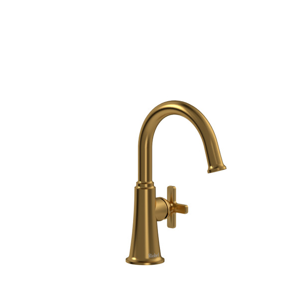 Momenti Single Hole Bathroom Faucet - Brushed Gold with X-Shaped Handles | Model Number: MMRDS00XBG-05 - Product Knockout
