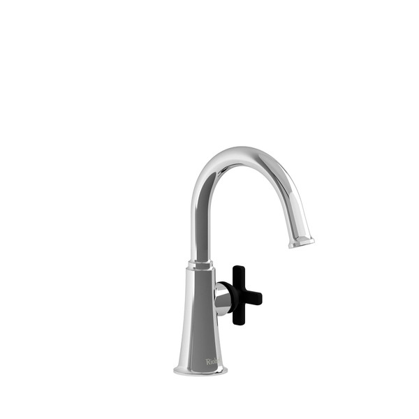DISCONTINUED-Momenti Single Hole Bathroom Faucet Without Drain - Chrome and Black with X-Shaped Handles | Model Number: MMRDS00XCBK-10 - Product Knockout