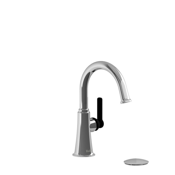 Momenti Single Hole Bathroom Faucet - Chrome and Black with J-Shaped Handles | Model Number: MMRDS01JCBK-05 - Product Knockout