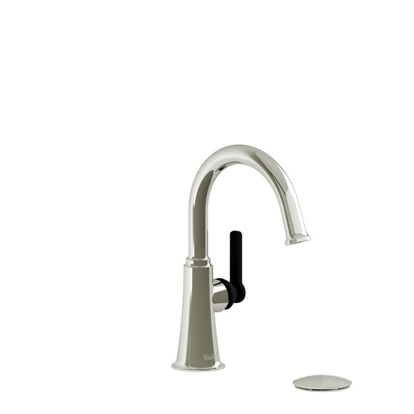 Momenti Single Hole Bathroom Faucet - Polished Nickel and Black with J-Shaped Handles | Model Number: MMRDS01JPNBK-05 - Product Knockout