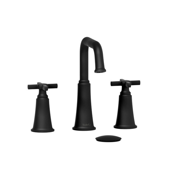 Momenti 8 Inch Lavatory Faucet .5 GPM - Black with Cross Handles | Model Number: MMSQ08+BK-05 - Product Knockout
