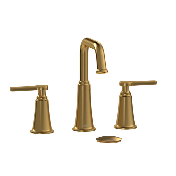 Momenti 8 Inch Bathroom Faucet - Brushed Gold with J-Shaped Handles | Model Number: MMSQ08JBG-05 - Product Knockout