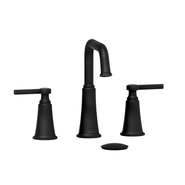 Momenti 8 Inch Bathroom Faucet - Black with Lever Handles | Model Number: MMSQ08LBK-05 - Product Knockout