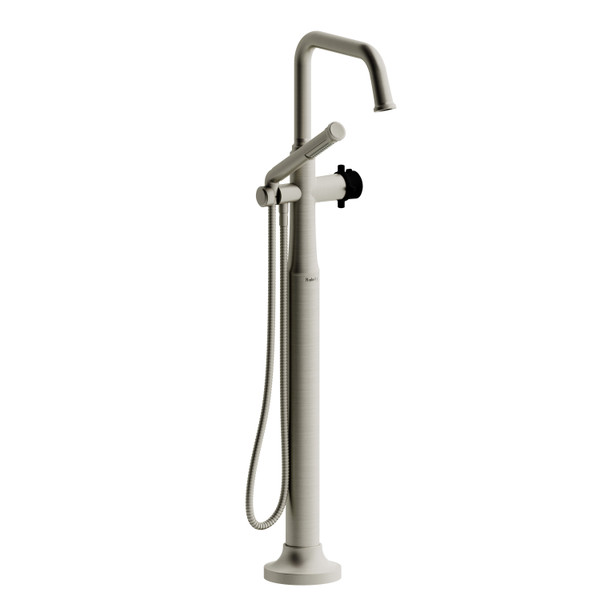 DISCONTINUED 2-way Type T (thermostatic) coaxial floor-mount tub filler With Handshower - Brushed Nickel/Black | Model Number: MMSQ39+BNBK-SPEX