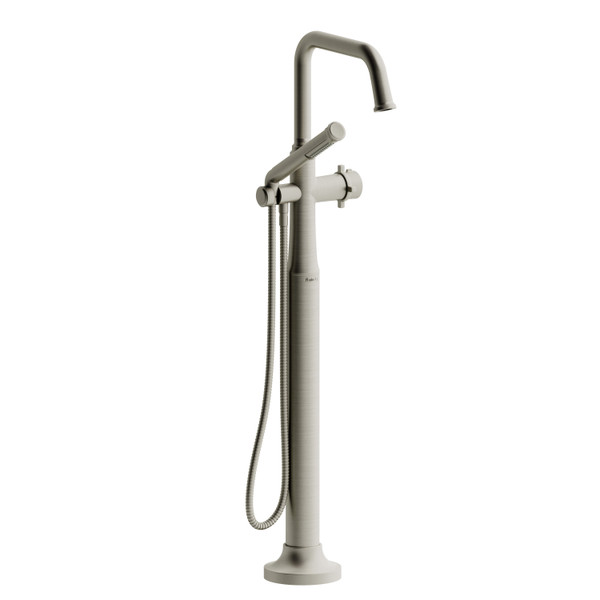 DISCONTINUED 2-way Type T (thermostatic) coaxial floor-mount tub filler With Handshower - Brushed Nickel | Model Number: MMSQ39+BN-SPEX
