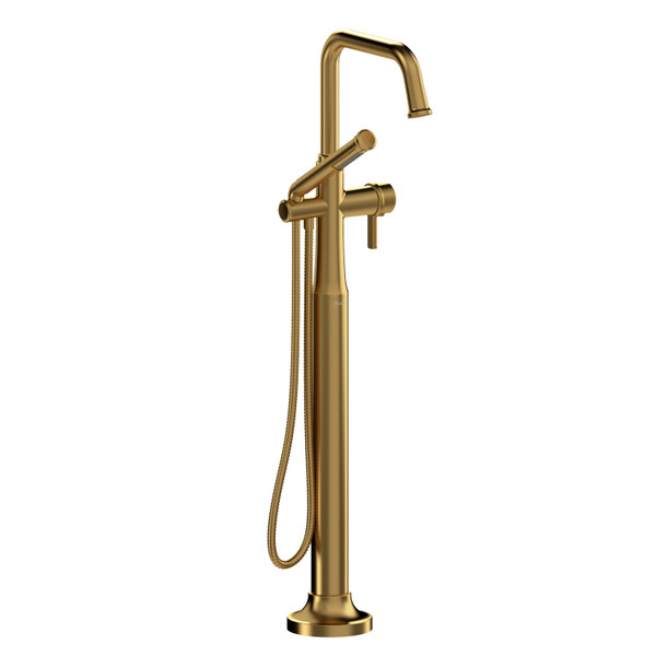 DISCONTINUED 2-way Type T (thermostatic) coaxial floor-mount tub filler With Handshower - Brushed Gold | Model Number: MMSQ39JBG