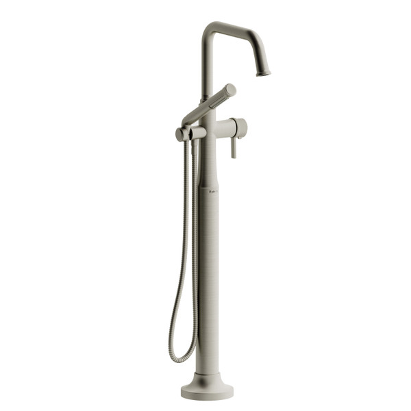 DISCONTINUED 2-way Type T (thermostatic) coaxial floor-mount tub filler With Handshower - Brushed Nickel | Model Number: MMSQ39JBN-EX