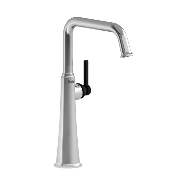 Momenti Single Hole Bathroom Faucet - Chrome and Black with Lever Handles | Model Number: MMSQL01LCBK-05 - Product Knockout