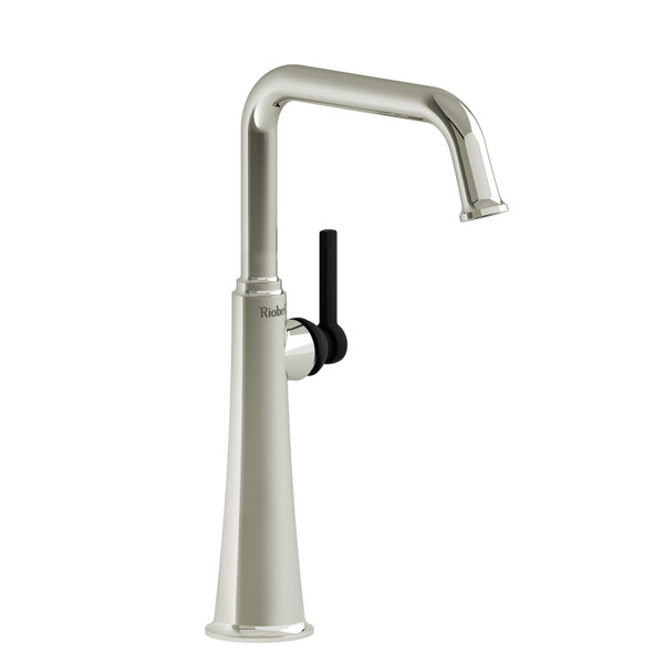Momenti Single Hole Bathroom Faucet - Polished Nickel and Black with Lever Handles | Model Number: MMSQL01LPNBK-05 - Product Knockout