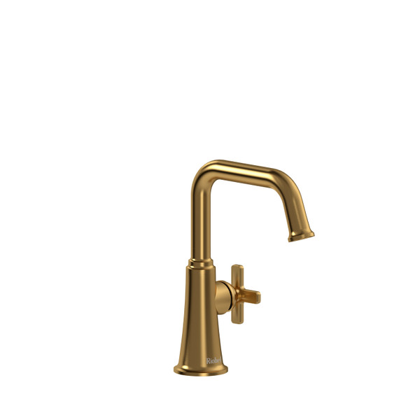 DISCONTINUED-Momenti Single Hole Bathroom Faucet Without Drain - Brushed Gold with X-Shaped Handles | Model Number: MMSQS00XBG-10 - Product Knockout